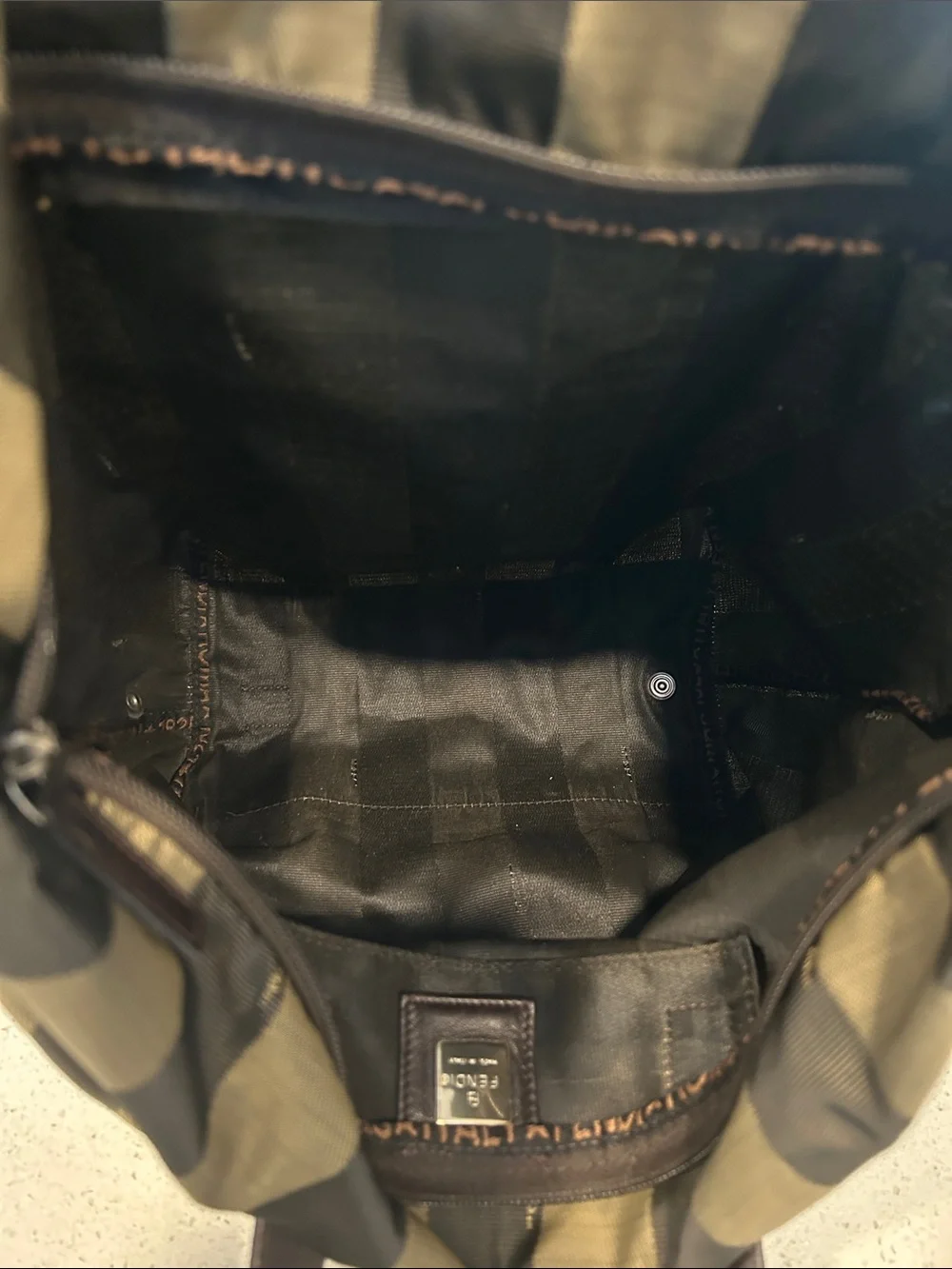 Fendi Pequin Foldable Tote | w/ Insert| Zip Top | Classic Stripe - Picture 12 of 16